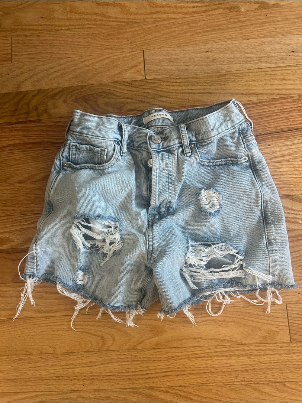 PacSun Light Wash Distressed Denim Cutoff Shorts